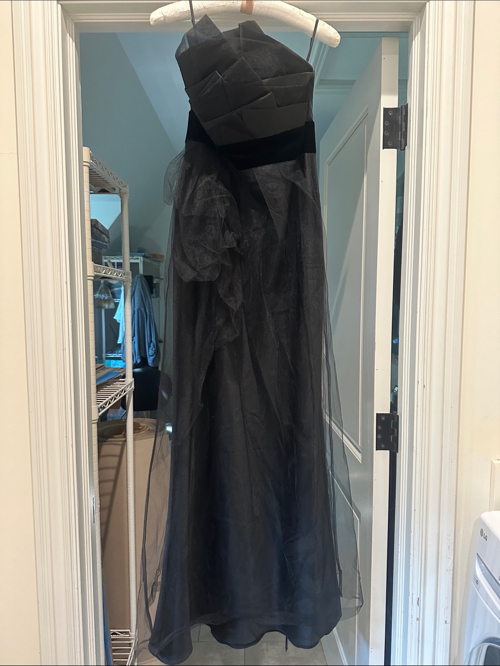 Phoebe Couture Strapless Black Tulle Gown